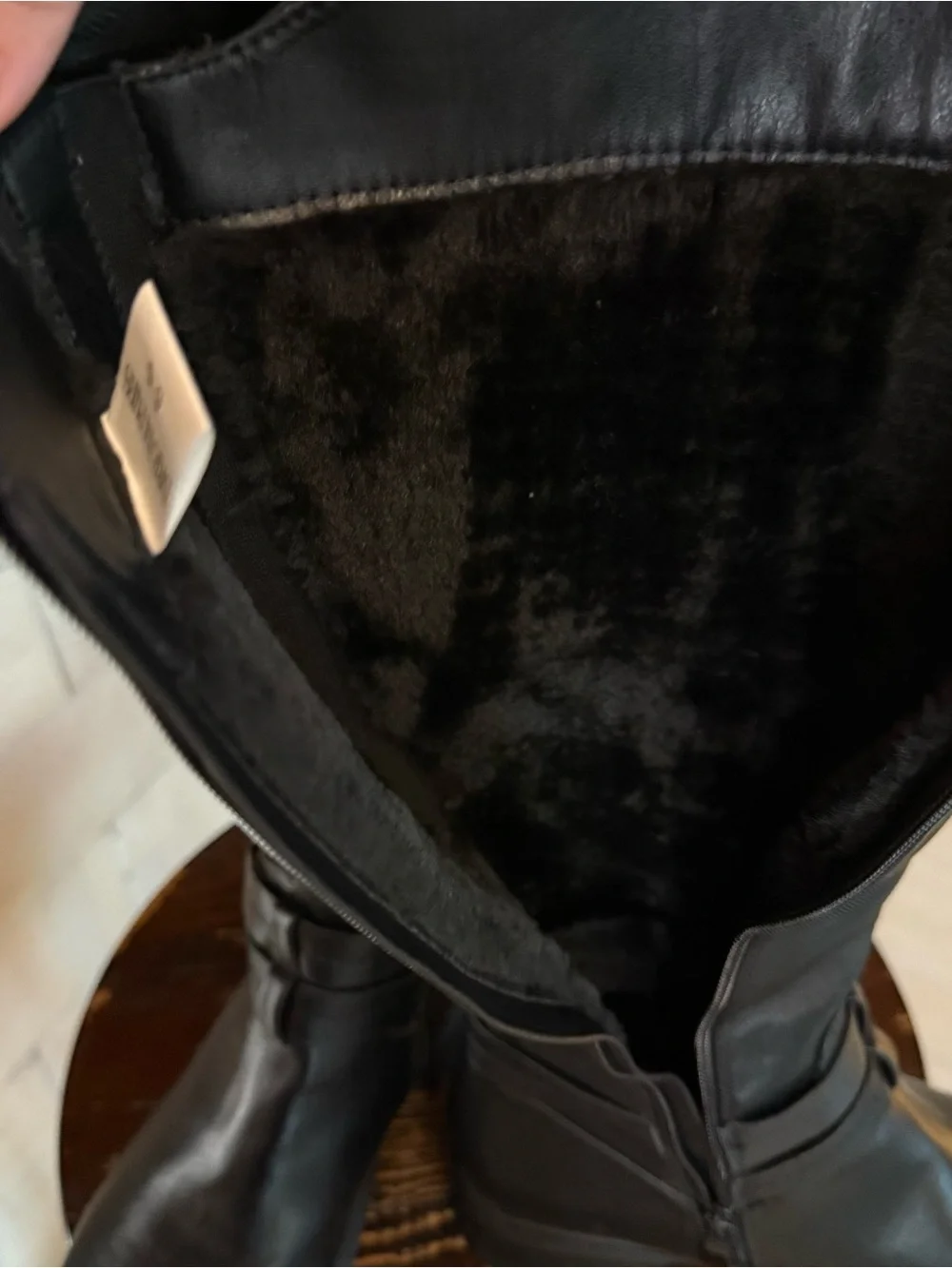 Dream Pairs Black Faux Leather Knee High Riding Boots - Size 6.5 Fur Lined